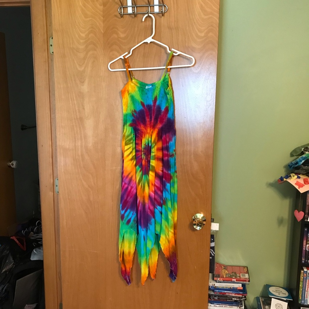 Rainbow Tie Dye Fairy Sarong Dress Hippie XL